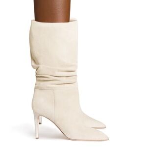Paris Texas Angora Cream Suede Slouchy Heeled Boots 9/39
